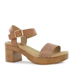 ECCO - Sandalias con Taco Mujer Yanis02 Oro Cuero Folia