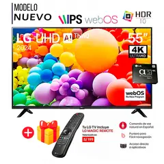 LG - Televisor 55 Pulg. LED Smart TV UHD 4K con ThinQ AI 55UT7300PSA + Control Inteligente MAGIC
