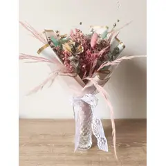 GENERICO - Bouquet Flores secas en florero vidrio Burbujas de Color