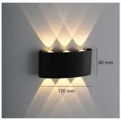 GENERICO - Lampara de pared Aplique LED 6 W Negro Luz Cálida