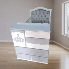 GENERICO - Cama cuna de plaza y media con comoda desmontable gris