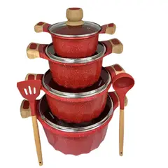 PENTHA - Set de Ollas Antiadherentes de 10 Pcs Color Rojo