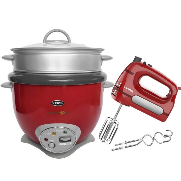 Batidora de mano 400W + Olla arrocera con Sofrito 700W ROJO