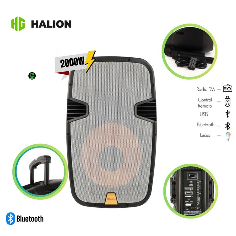 Parlante Activo 15" PHA-15MB 2UHF Profesional 2000 WATTS