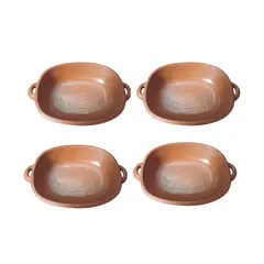 ACHALLAY ARTESANIA DE BARRO - Set de Platos de Barro Artesanal 4 Piezas