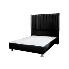 MUEBLES MACRUMO - Cama tapizada Barcelona Brazo Recto - 2 Plz - color negro