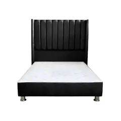 MUEBLES MACRUMO - Cama tapizada Barcelona Brazo Recto - King - color negro