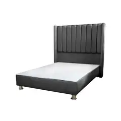 MUEBLES MACRUMO - Cama tapizada Barcelona Brazo Recto - 1.5 Plz - color plomo