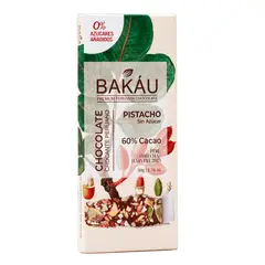 BAKAU - Chocolate con Pistacho Sin Azúcar Bakáu 65% Cacao x 50g
