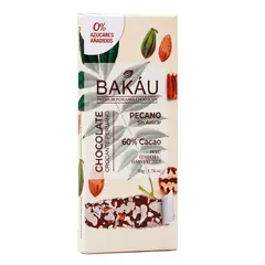 BAKAU - Chocolate Zero Azúcar con Pecana 65% Cacao x 50g