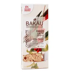 BAKAU - Chocolate Bakáu Chocolatte Sin Azúcar 45% Cacao x 50g