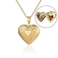 GENERICO - Collar Medallón Relicario Corazón Memory Dorado Portafotografia Enchapado en oro de 18k