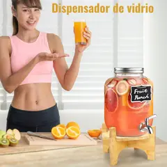 GENERICO - Dispensador de bebidas  con rack de madera 4 litros