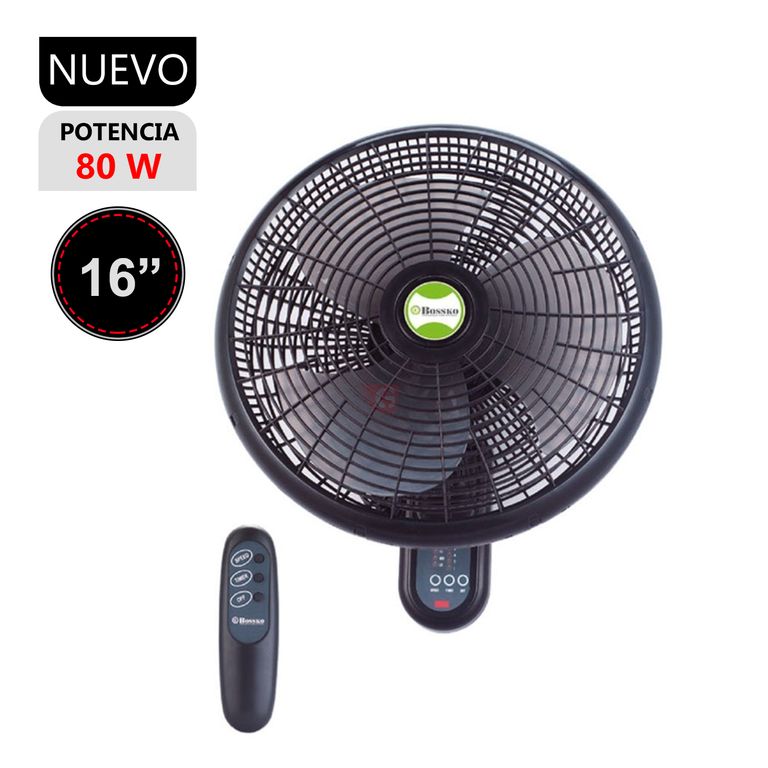 Ventilador De Pared BK-8210PD Con Control Remoto Negro