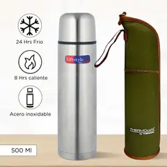 THERMOS - Termo de Bebida LIFESTYLE + FUNDA 500 ML Plateado