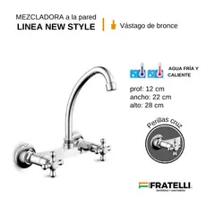 FRATELLI - GRIFO MEZCLADORA DE COCINA DE PARED LLAVE ESTRELLA CROMADO