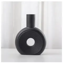 GENERICO - Adorno Florero redondo de cerámica negro 16x6x21