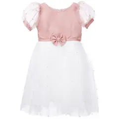 GENERICO - Vestido para Niña Nude Blanco de Fiesta Perla