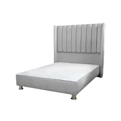 MUEBLES MACRUMO - Cama tapizada Barcelona Brazo Recto - 2 Plz - color gris plata