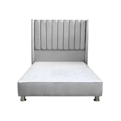 MUEBLES MACRUMO - Cama tapizada Barcelona Brazo Recto - King - color gris plata