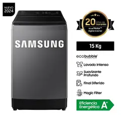 SAMSUNG - Lavadora 15kg Carga Superior EcoBubble WA15CG5441BDPE Gris
