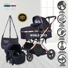 BABY - Coche Moisés 4 en 1 «EKATER» con Portabebé Black