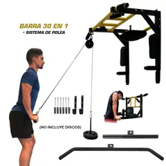 HOLGU - Barra 30 en 1 para calistenia + SISTEMA DE POLEAS