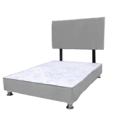 MUEBLES MACRUMO - Cama tapizada Cali - 1.5 Plz - Color Gris Plata