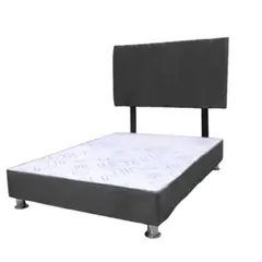 MUEBLES MACRUMO - Cama tapizada Cali - 1.5 Plz - Color Plomo