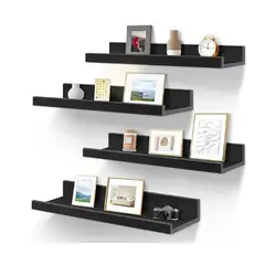 GENERICO - Repisa Flotante Con Borde De Melamina Negro 40CM