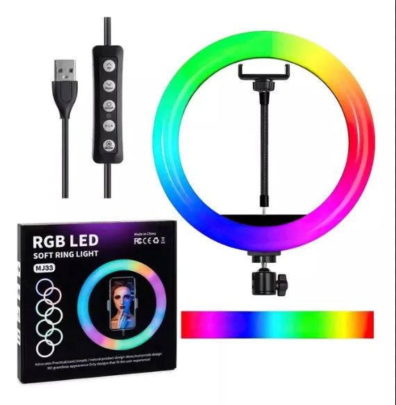 Aro de Luz LED RGB de 33 cm + Trípode COLORES