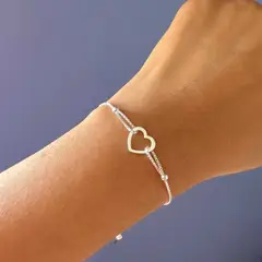 GENERICO - Pulsera regulable de corazón en plata