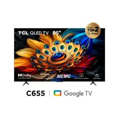 TCL - TELEVISOR SMART TV QLED 85" GOOGLE TV 85C655