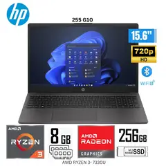 HP - Laptop 255 G10 AMD Ryzen 3 -7330U 8GB RAM 256GB SSD 15.6" HD Windows 81U53LT - Negro