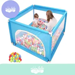 GENERICO - CORRALITO INFANTIL de tela cuadrado CELESTE