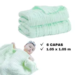 GENERICO - Manta Muselina 6 capas Verde