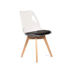 GRUPO CB - Silla Acolchada Modelo Eames Transparente con Asiento Negro