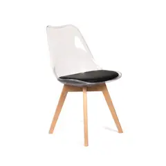 GRUPO CB - Silla Acolchada Modelo Eames Transparente con Asiento Negro