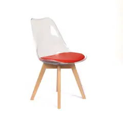 GRUPO CB - Silla Acolchada Modelo Eames Transparente con Asiento Rojo