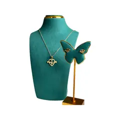 GENERICO - Pack Acero Collar con dije y Aretes - Corazon Latiendo M4 Dorado