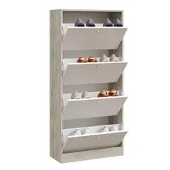 MUEBLES MACRUMO - Zapatera de 4 divisiones con puertas abatibles- color Chantilli