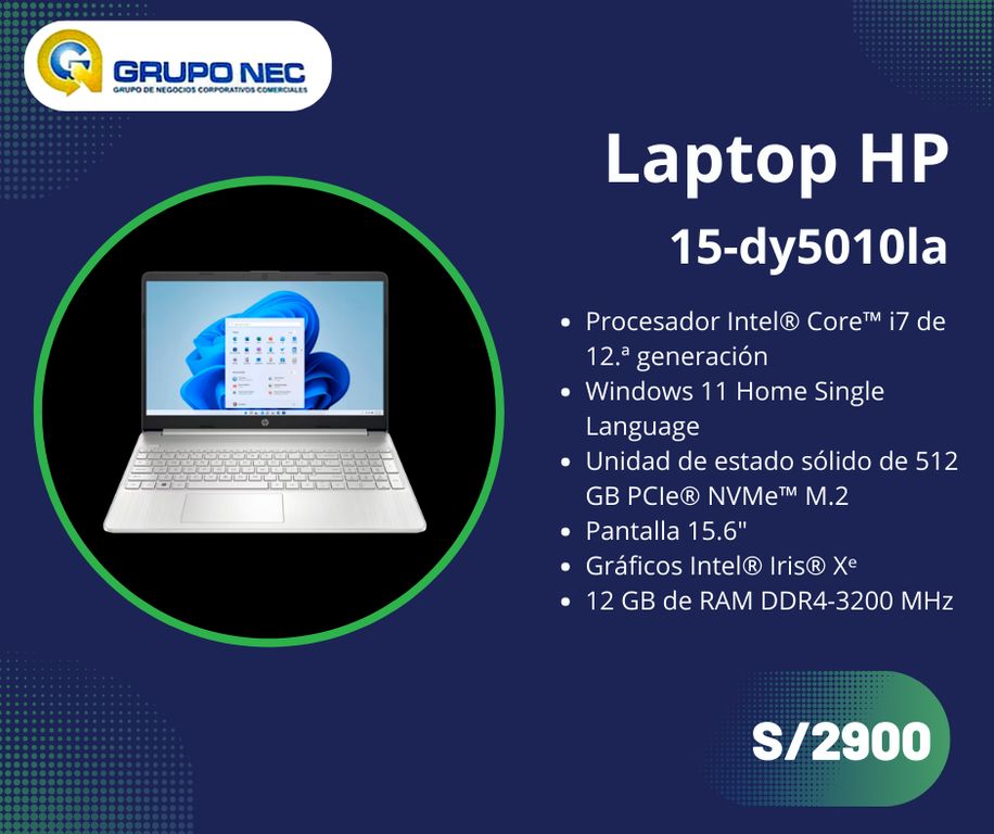 Laptop i7 de 12.ª generación SSD 512 GB PCIe® NVMe™ M.2 15.6"