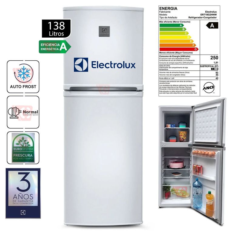 Refrigeradora 138L Frost 2 Puertas Blanco ERT18G2HNW
