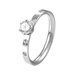 LUCYANA JOYAS Y ACCESORIOS - Anillo De Compromiso Bañado En Oro Blanco De 18K - JOYAS LUCYANA