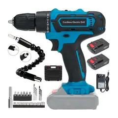 IMPORTADO MC - TALADRO ATORNILLADOR 21V INALÁMBRICO 24 ACCESORIOS 2 BATERIA - TBLUE