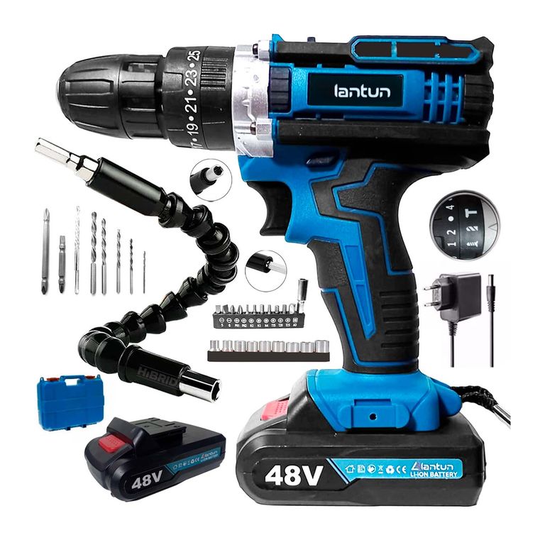 Taladro Percutor x2 Baterías Inalámbrico Destornillador +32 Accs