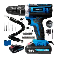 GENERICO - Taladro Percutor x2 Baterías Inalámbrico Destornillador +32 Accs