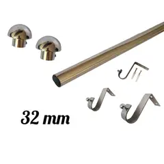 GENERICO - Pack Cortinero de Acero con Hongo de 3.00 MTS 11/4" - 32 MM