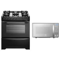 ELECTROLUX - Combo: Cocina a Gas 5 Quemadores Triple Llama Grill FE5GPR+Microondas 20L EMDO20S2GSRUG