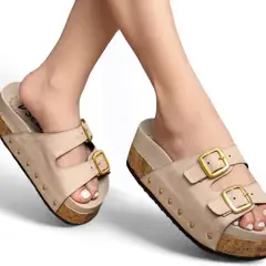 GENERICO - Botin Mujer Tacto Madera Plataforma 5 1399 5C-53 Color Beige